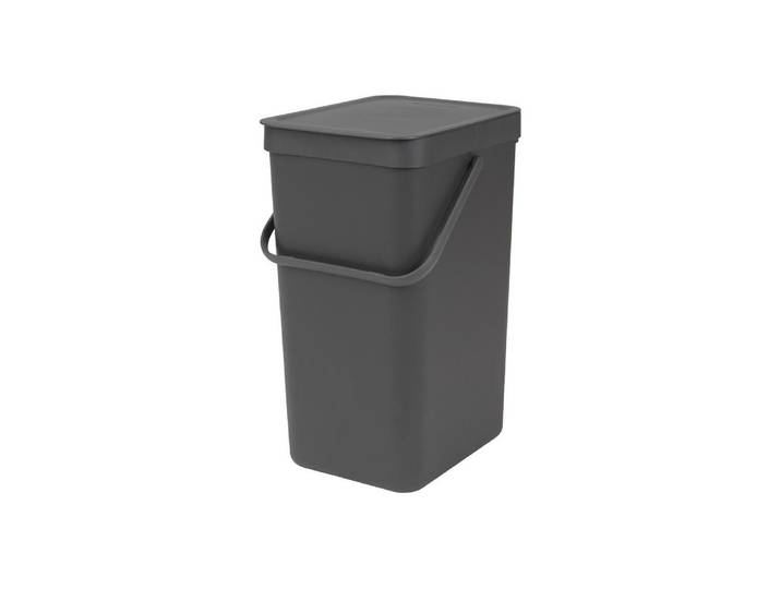 Biomülleimer BRABANTIA Sort & Go , grau (dunkelgrau), B:22cm H:40,1cm T:27,9cm, Kunststoff, Mülleimer, Biomülleimer