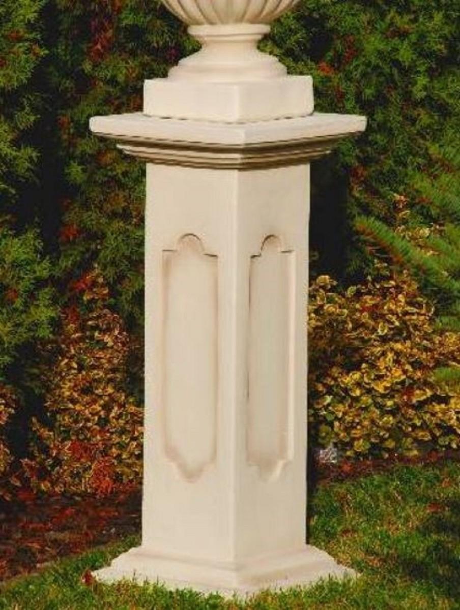 Casa Padrino Barock Säule Sandfarben / Beige 34 x 34 x H. 80 cm - Prunkvolle Gartensäule im Barockstil - Gartendeko Stein Säule - Barock Garten & Terrassen Deko Accessoires