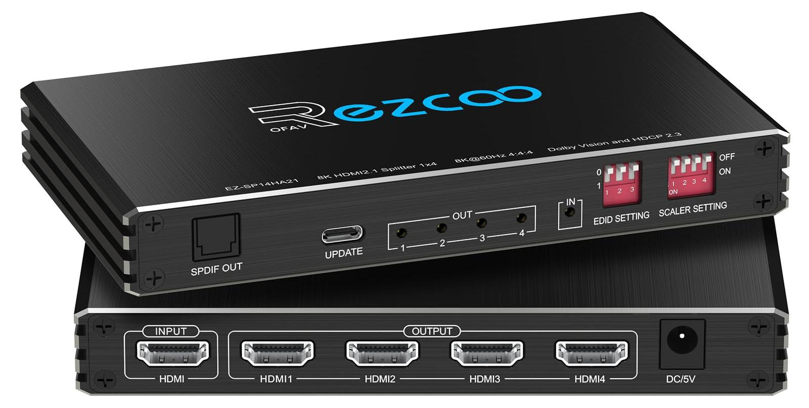 Selius HDMI Splitter 4K 120Hz - 1 naar 4 uitgangen - HDMI 2.1 - Audio Extractor