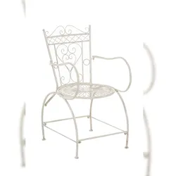 Décoshop26 - Gartenstuhl mit Armlehnen für Balkon oder Terrasse rustikales Design Metall in Antikcreme 10_0004003