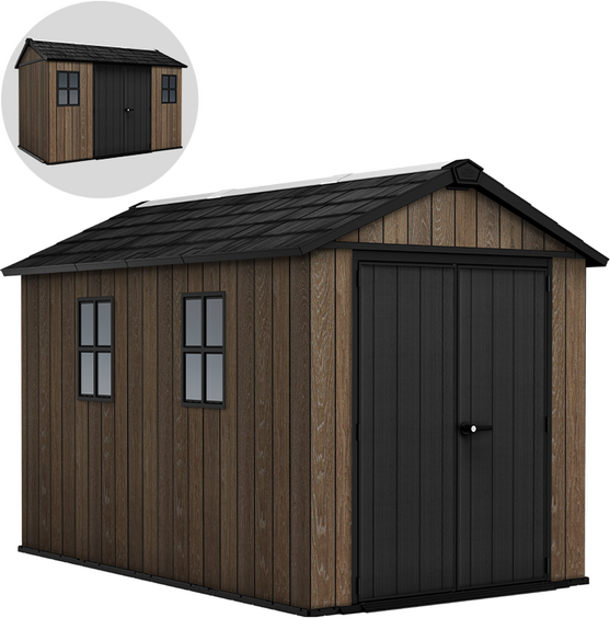Keter Signature Walnut 7511/1175  Gerätehaus  Mit Fenstern  230 x 350 x 246 cm