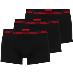 HUGO Herren Boxershorts, 3er Pack - TRUNK TRIPLET PLANET, Logo, Cotton Stretch Schwarz / 2XL