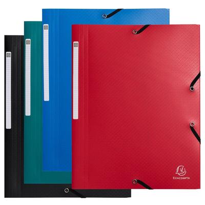 Exacompta 55710E 50x Sammelmappe A4, Gummizugverschluss, 3 Klappen, Recycling-PP, Kollektion OpakFarben sortiert