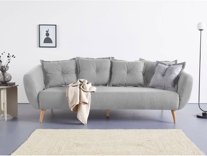 3-Sitzer HOME AFFAIRE Baggio modern und romantisches Design, bequem , grau, B:236cm H:80cm T:103cm, Sofas, Zierkissen inklusive