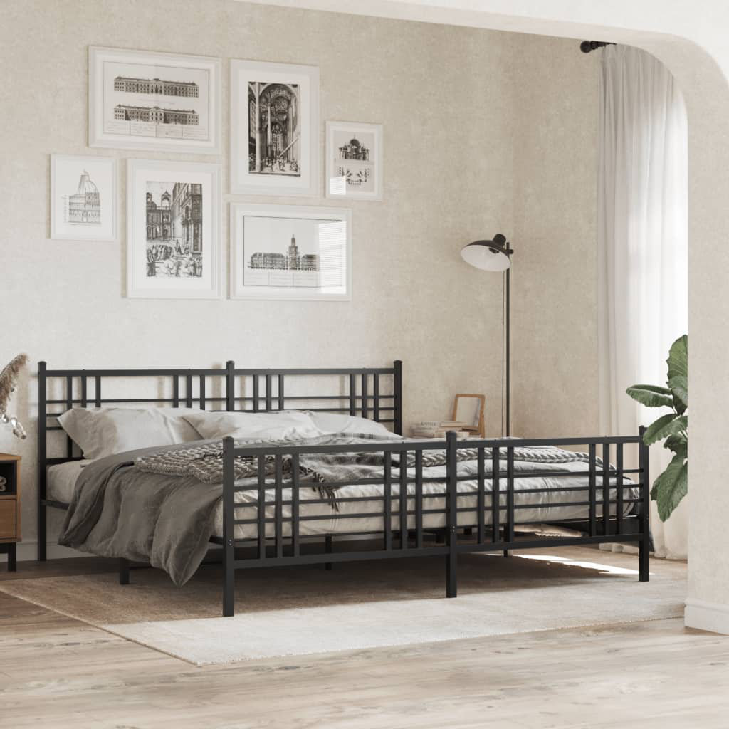 17 Stories Novarayne Metal Bed Black 193 x 203 cm