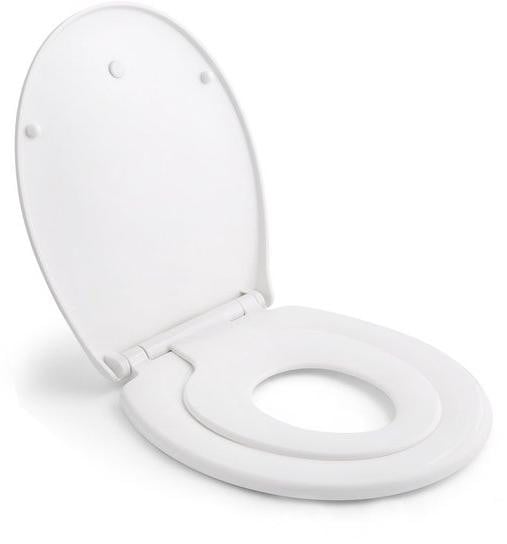 Unyqoos Ovaal toiletdeksel met soft-close functie en geïntegreerde kinderzit, wit, polyethyleen
