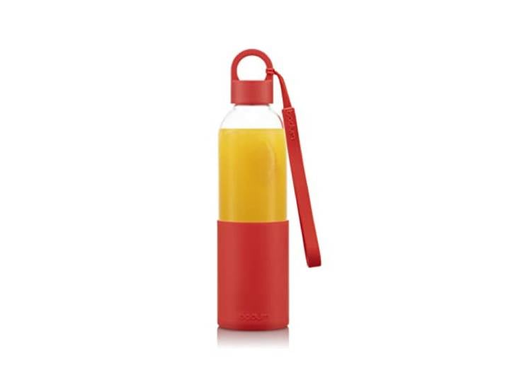 Bodum 12053-04B MELIOR Gourde à emporter en verre\, manchon silicone couleur\, bouchon à vis\, 0.5 l