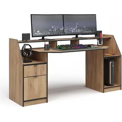 Vicco Joel, Gaming Tisch, Braun, Schwarz