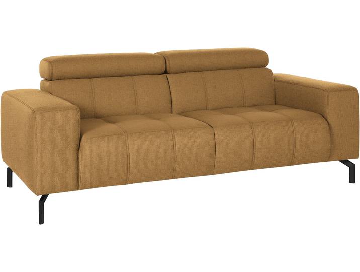 2-Sitzer DOMO COLLECTION Cunelli, moderne Sitznähte als Designelement, fester Sitzkomfort , gold, B:208cm H:79cm T:104cm, Sofas, 2-Sitzer, whlw. verstellbare Kopfteile, passend für gängige Saugroboter
