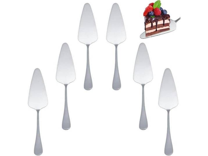 Tortenheber 6 Stück Edelstahl mit Wellenschliff, Silberfarben, Metall, 22.5 cm, Backen & Backzubehör, Tortenheber