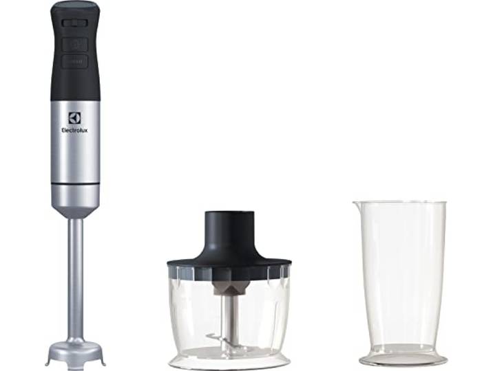 Electrolux Create 5 Stabmixer E5HB1-6SS, inkl. Schneebesen, Becher & Mini-Zerkleinerer, mehrere Geschwindigkeiten, Turbo-Funktion, komfortabler Griff, 800 W, Edelstahl