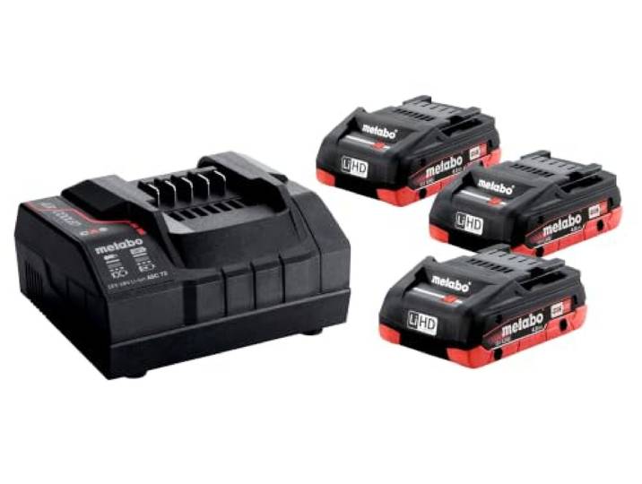 metabo Set de Base 18 V\, 3 x Batterie LiHD 4\,0 Ah et Chargeur ASC 55 Kit d'alimentation haute performance pour outils sans fil\, gestion intelligente\, charge rapide et efficace\, 685132000