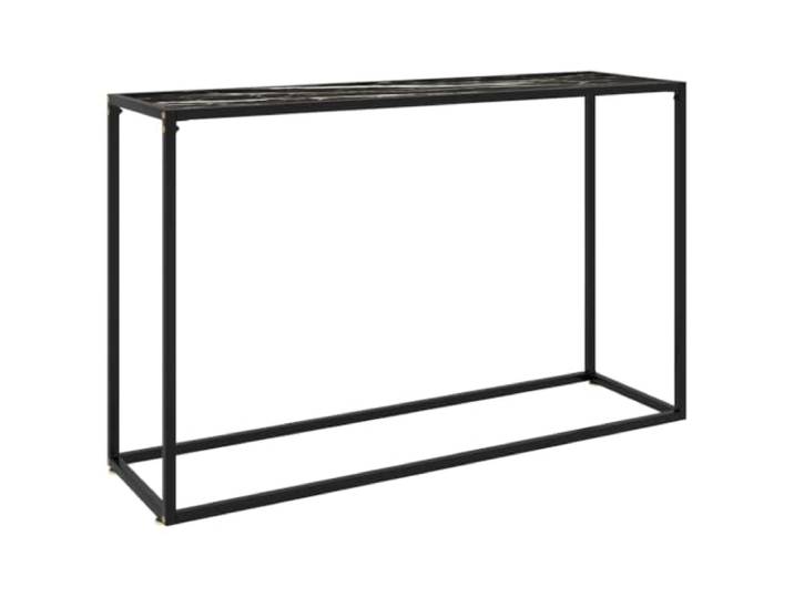GPWERSDF Konsolentisch Schwarz 120x35x75 cm Hartglas Pulverbeschichteter Stahlrahmen, Robust, Pflegeleicht, Schlichtes Design für Wohnraum