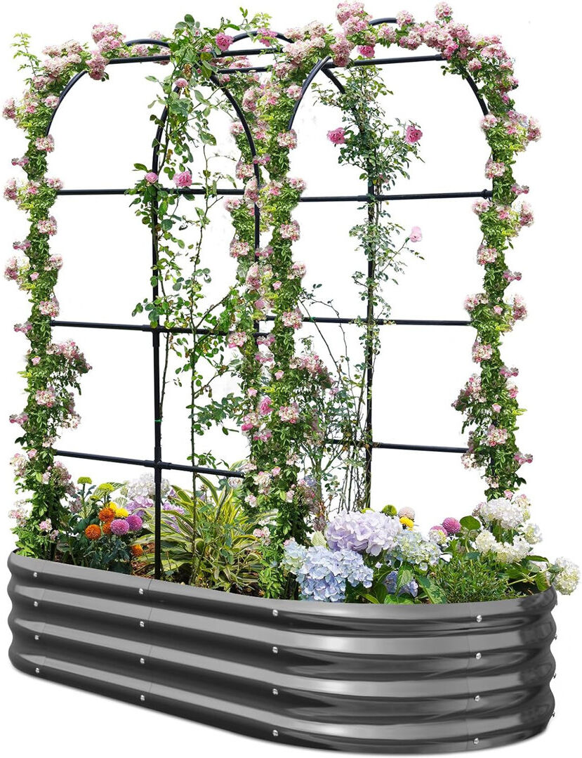Dakota Fields Metal Raised Garden Bed Grey 180 x 90 x 180cm