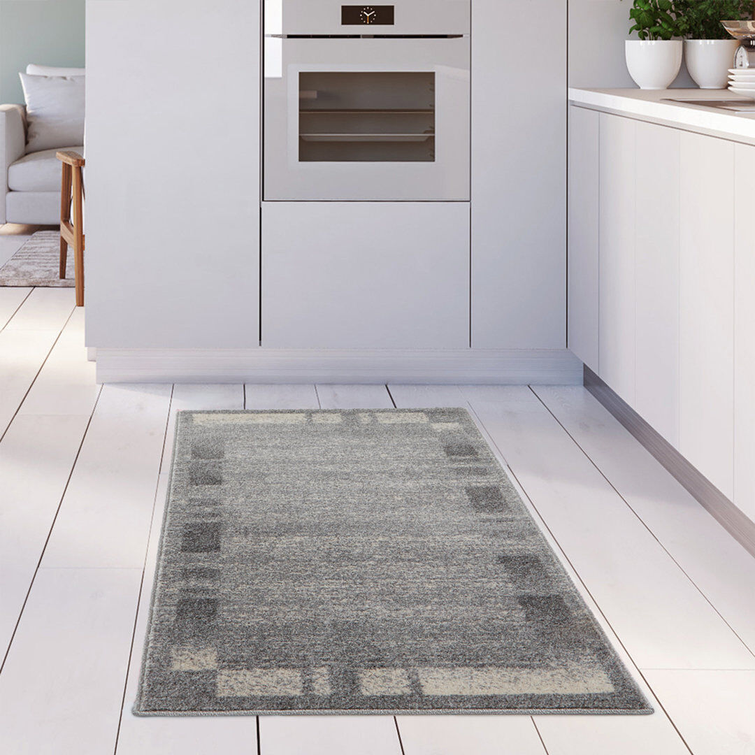 THE RUGS Ephesus Collection Living Room Rugs Bordered Design in Grey/Cream Cream;Grey Rectangle 80 x 150cm