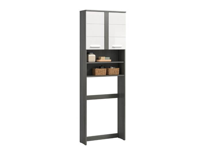 freiraum Waschmaschinenumbauschrank Blake Rauchsilber / Weiß - 63x191x25 (BxHxT)