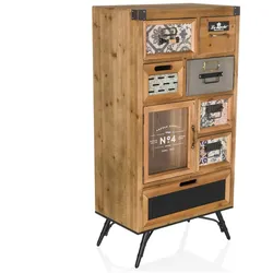 Kommode CONTINENTO S 53x32x104 cm 1 Tür 7 Schubladen Tanne massiv hjh LIVING