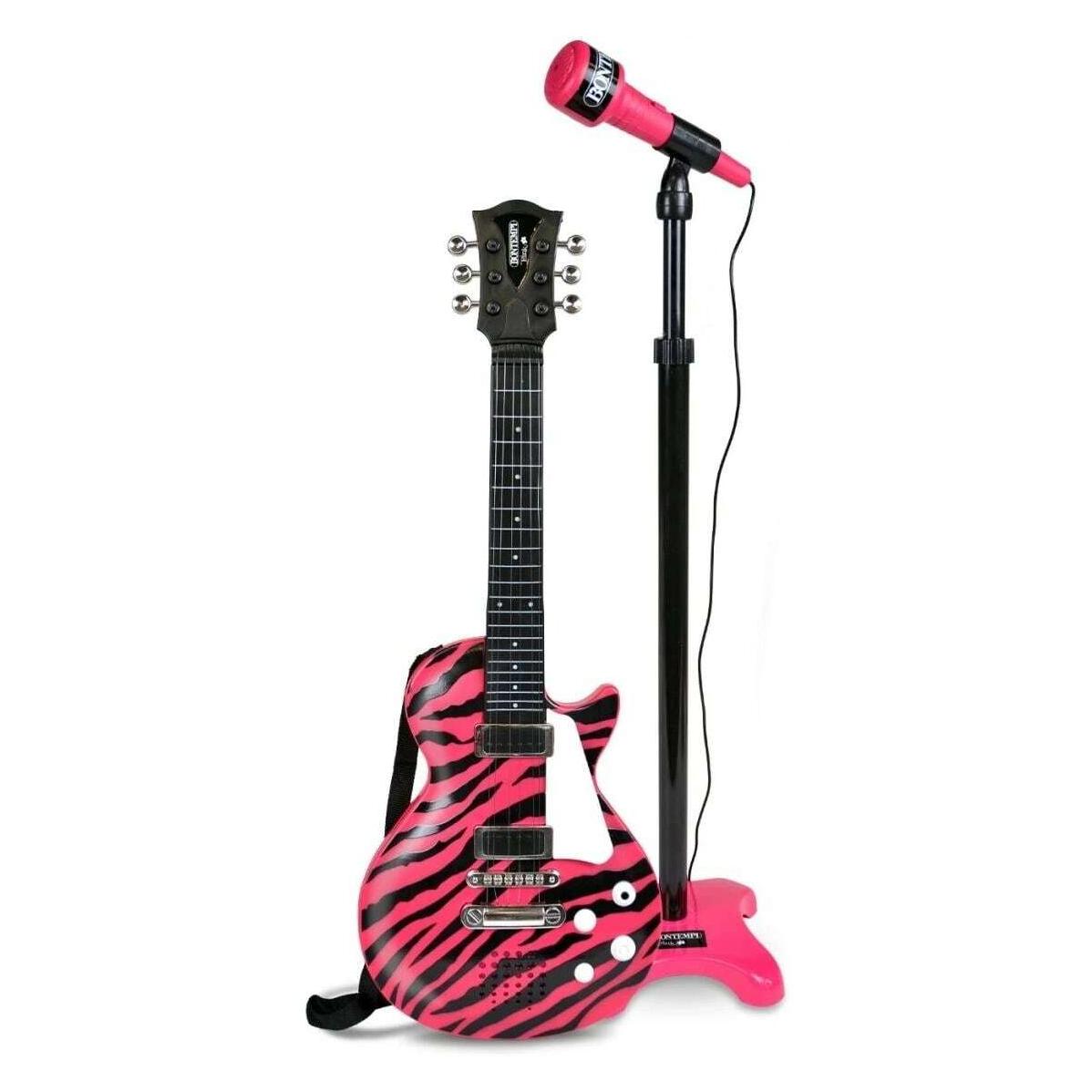 Bontempi Rockgitarre mit Standmikrofon pink (Multilingual) (245874)