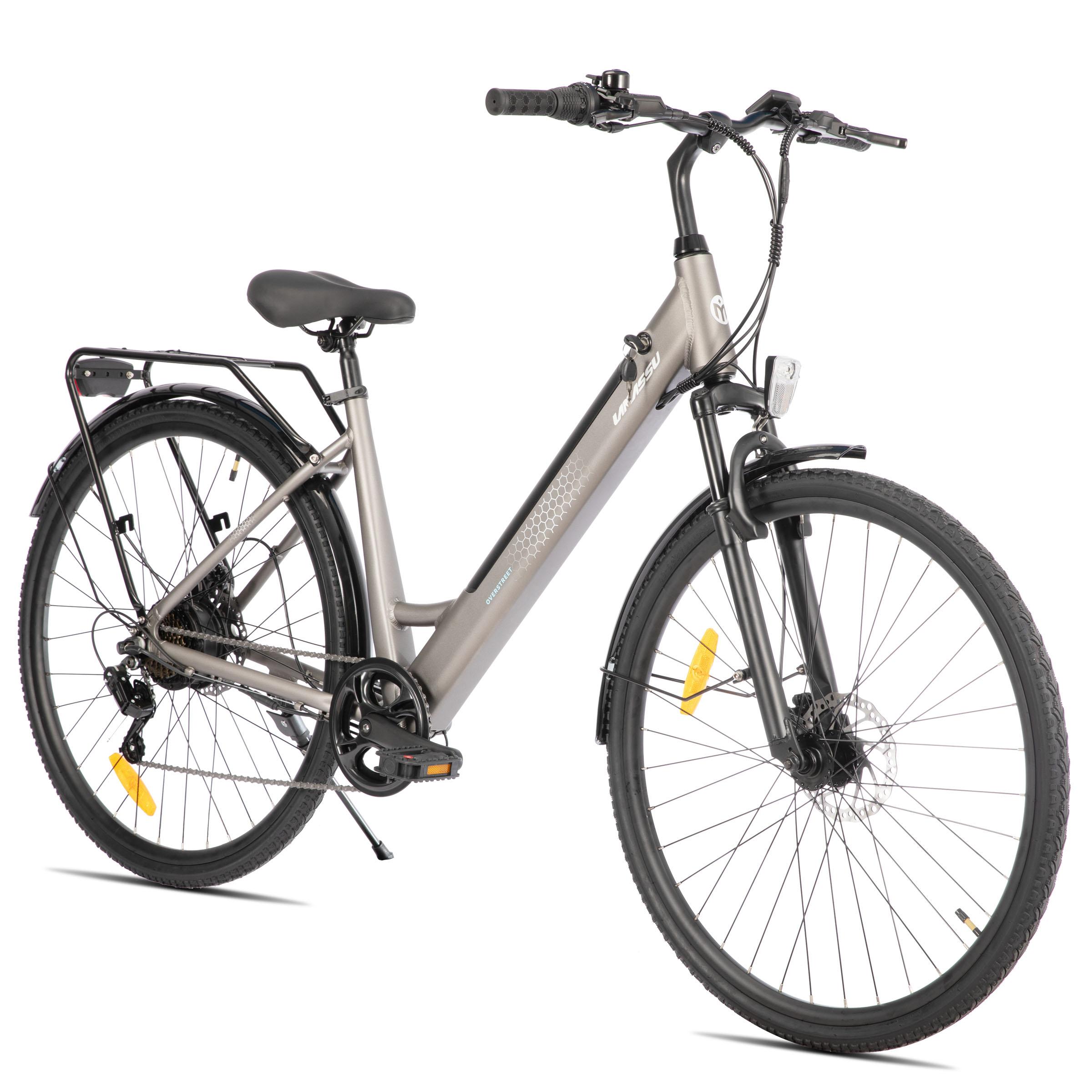 Hiland 28-Zoll-Elektro-Mountainbike für Erwachsene, leichter Aluminiumrahmen, 7-Gang, hydraulische Scheibenbremsen, 250-W-Motor, 36-V-Akku mit 10,4 Ah