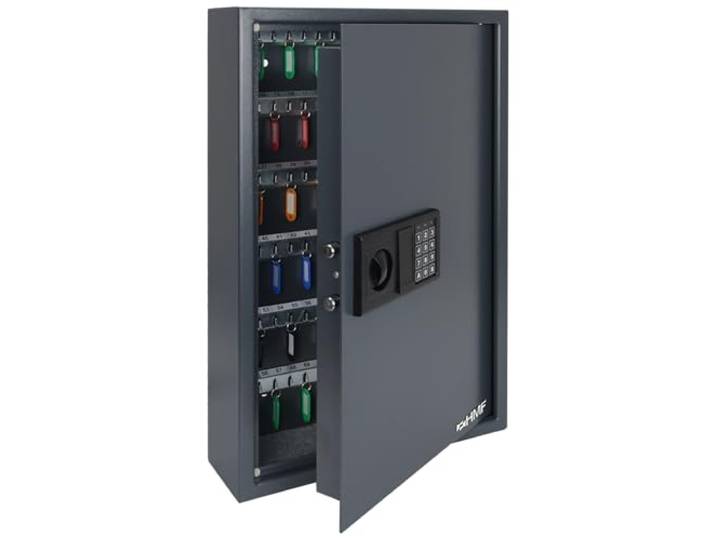 HMF Schlüsseltresor mit Zahlencode, Schlüsselsafe mit Elektronikschloss 132 Haken 66,5 x 43 x 13 cm Anthrazit