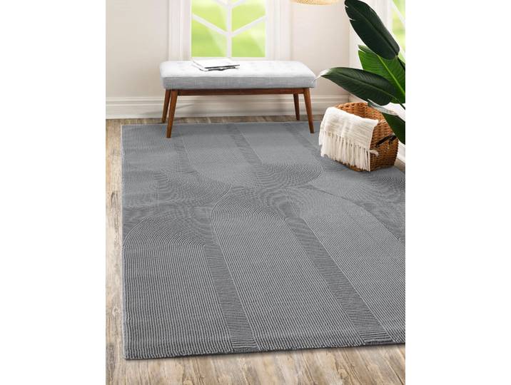 Teppich THE CARPET Lima , grau, B:160cm H:12mm L:230cm, Polyester, Teppiche, Teppich, Designer Teppich Flor 1 recyceltem Polyester waschbar