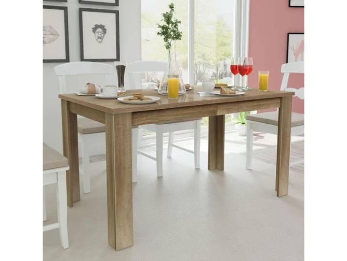 Classique Table Salon intérieur Table à manger - CFM - 140x80x75 cm chêne 55522