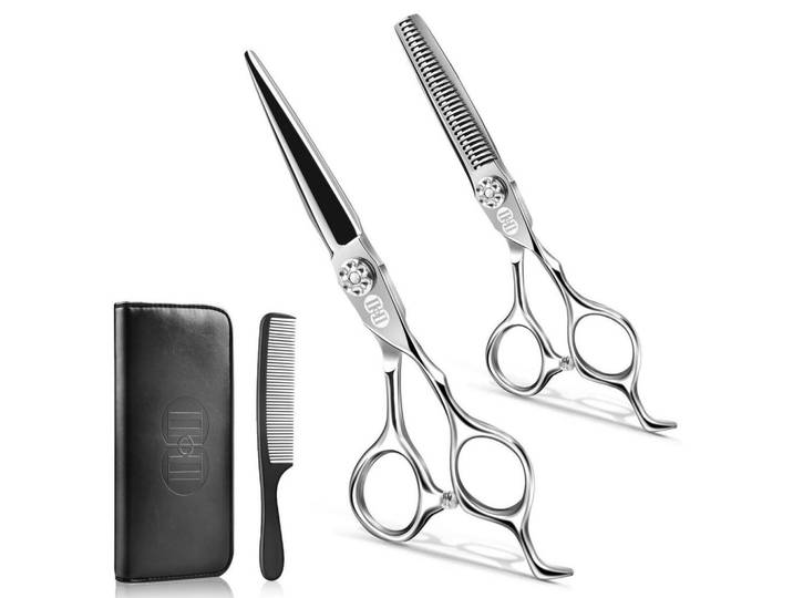 Friseurscheren Set 5-teilig Silber, Silberfarben, Metall, 5.8x1.5x17 cm, Freizeit & Co, Wellness & Gesundheit, Körperpflege