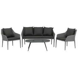 Loungegarnitur Spoga 4-tlg. Grau/Schwarz