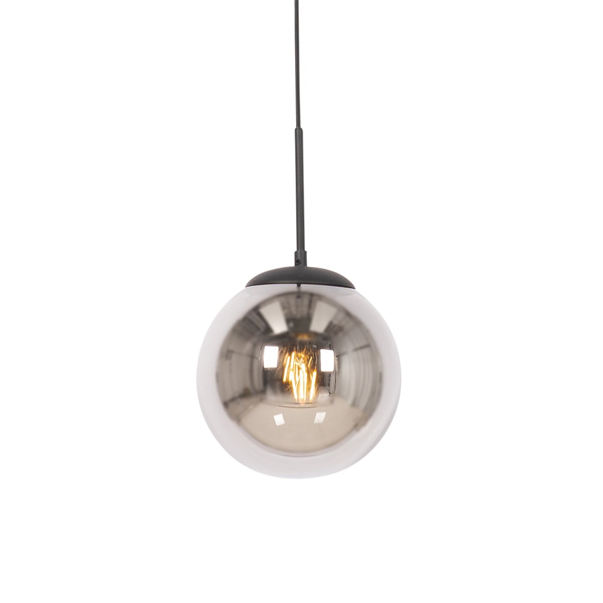 Qazqa Art Deco hanglamp zwart met grijs glas