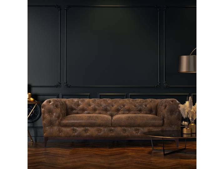 2,5-Sitzer Sofa Braun Microfaser Goda 225 x 75 x 100cm Glamour