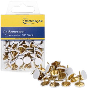 Böttcher-AG Reißzwecken, weiß, 10 mm Kopfdurchmesser, 100 Stück