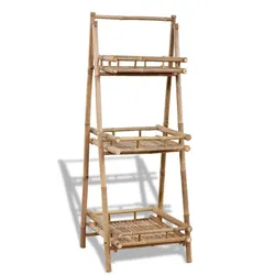 Helloshop26 - Dreistöckiges klappbares Pflanzenregal 56 x 50 x 145 cm modernes dreieckiges Design Inneneinrichtung aus natürlichem 02_0045854