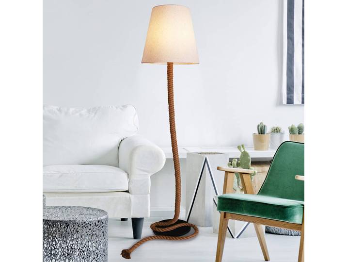 Näve Stehlampe Rope, creme / amber, für Wohn- / Esszimmer, Textil / Stoff / Seide, Maritim, Stehlampe