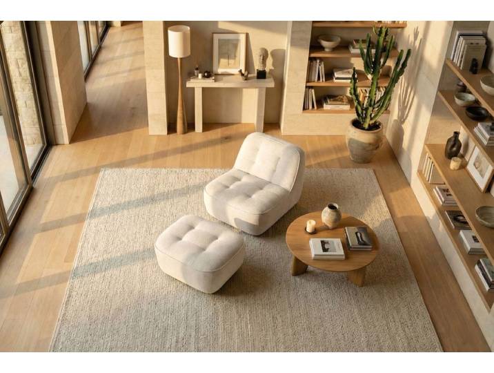Sessel mit opt. Drehfunktion Beige Webstoff Stormy Drehbar 82 x 75 x 95cm