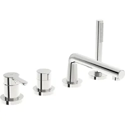 Hansa Hansadesigno Fertigmontageset 53122063 Einhebelmischer für alle 4-Loch-Einbausets, Rosette rund, chrom