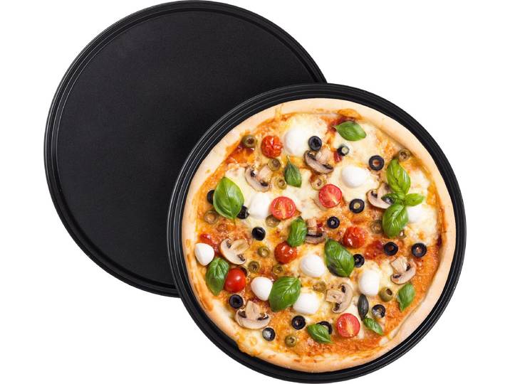 Pizzaplaat rond - set van 2 - Ø 32 cm - antiaanbak - bakplaat pizza - staal