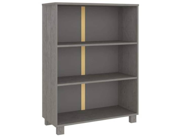 GHVBNMF Standregal HAMAR Kiefer Massivholz Hellgrau 85x35x112 cm Kompaktes Holzregal mit 3 offenen Fächern für Wohnzimmer und Büro. Stabil konstruiert aus Kiefern-Massivholz.