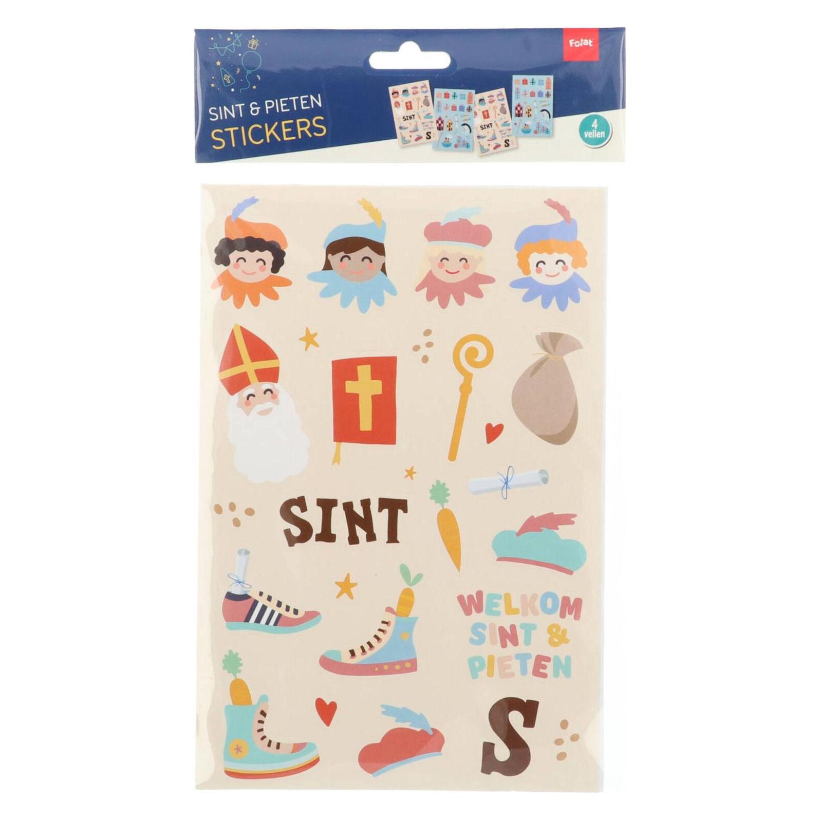 Folat Aufkleber Sinterklaas-Charaktere - Sint en Pieten - 49 Stück (49 Sticker) (65716)