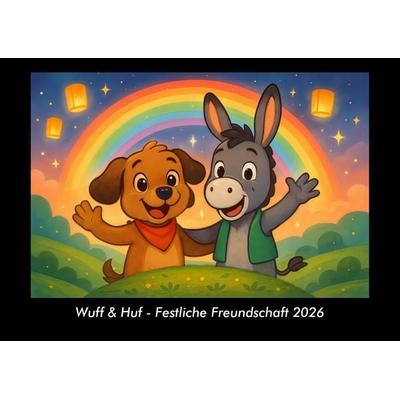 Wuff & Huf - Festliche Freundschaft 2026 Fotokalender DIN A3