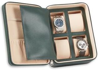 Bey Berk Drake Leather Four Watch and Accessory Travel Watch Case in Hunter Green