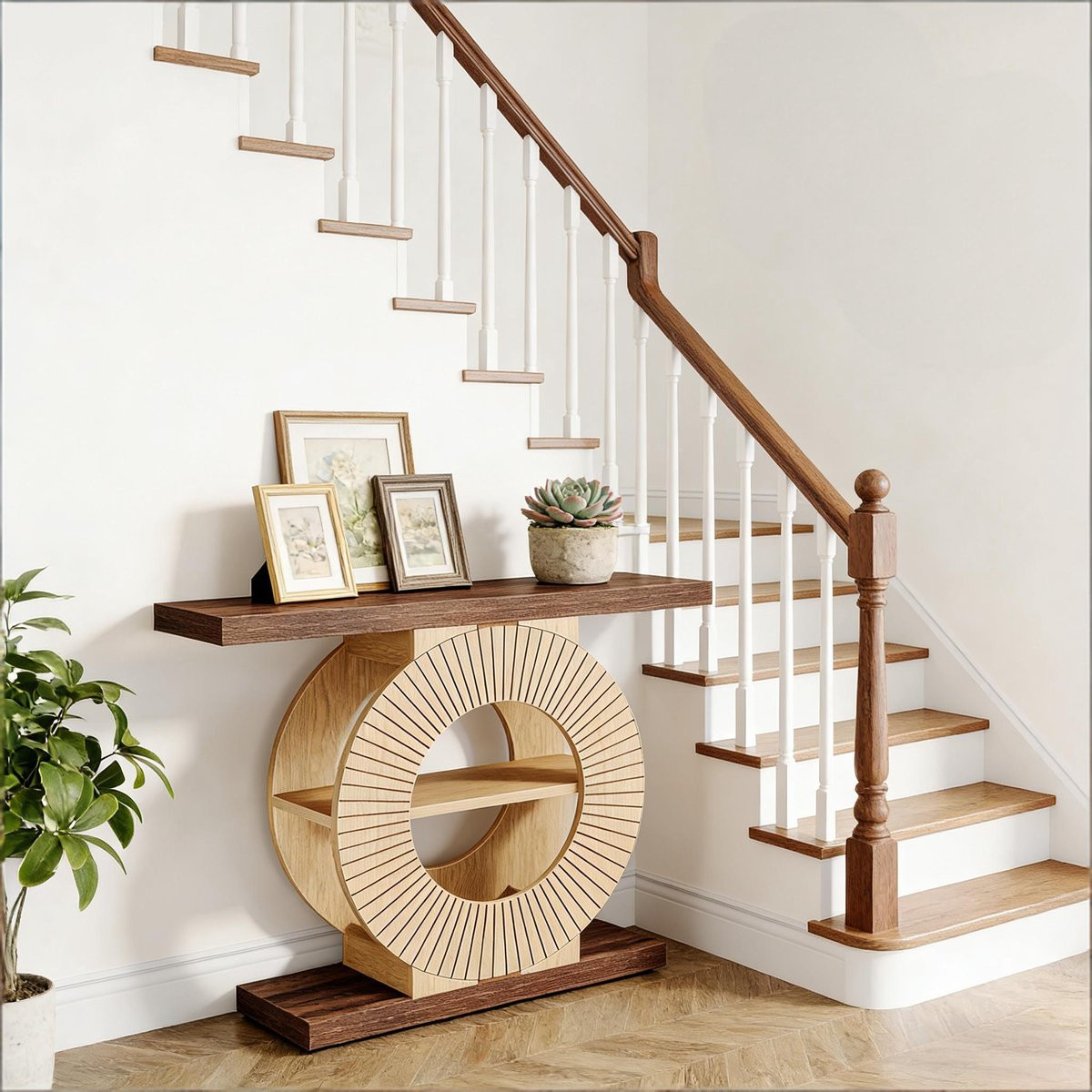 HAUSS SPOLE Consoletafel - Smal Landelijk Design met Onderplank - Bruin Hout