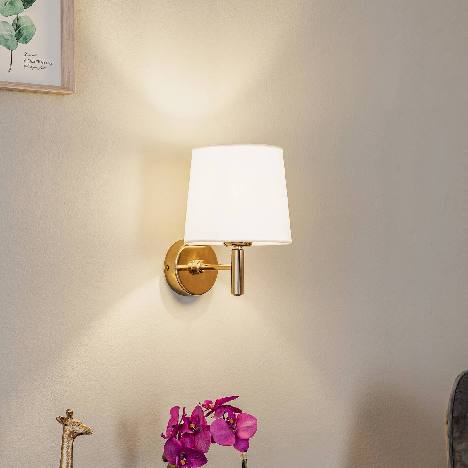 Wandlampe Polo Plus Argon, dimmbar, messing / gold, für Wohn- / Esszimmer, Metall, Wandleuchte, Wandlampe Innen
