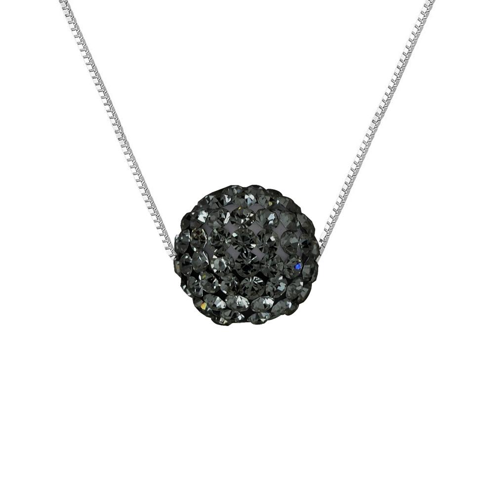 Preciosa Crystal Sphere Collier 10-11 mm Zwart Zilver 925