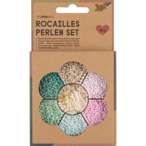 Folia Perlen 12908 Rocailles Set, pastell, in Box, Glas, farbig sortiert, rund, Ø 1,9 mm, 90 g