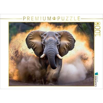 CALVENDO Puzzle Mit hoher Geschwindigkeit durch den Sand - Elefant | 1000 Teile Lege-Größe 64x48cm Foto-Puzzle für glückliche Stunden, Sonstige von ,