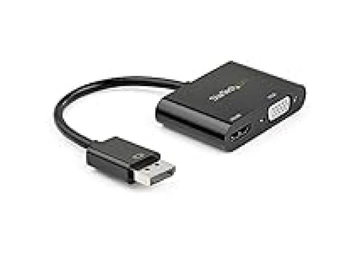 StarTech.com Adaptateur DisplayPort vers HDMI VGA - Dongle Convertisseur Numérique Multiport Actif Vidéo d'Écran DP 1.2 Mâle vers HDMI 2.0 4K 60 Hz VGA Femelle pour PC/CG (DP2VGAHD20)
