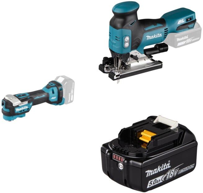 Set Makita Akku-Multitool DTM52Z + MAKITA-Zubehör Makita Akku 18,0 V 5,0 Ah...