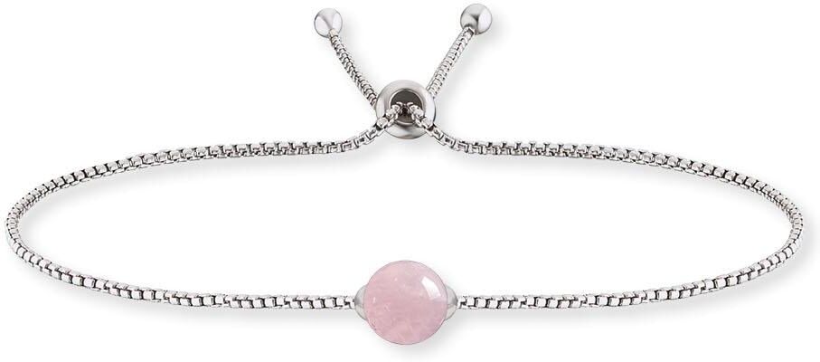 Silberarmband ENGELSRUFER "ERB-LILGEM-RQ", bunt (silberfarben, pink, pink), Armbänder, Damen, 22cm, Silber 925 (Sterlingsilber), Silberarmband, mit Rosenquarz