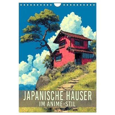Japanische Häuser - im Anime-Stil (Wandkalender 2027 DIN A4 hoch), CALVENDO Monatskalender