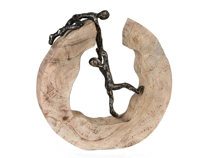 Skulptur Teamwork Hellbraun/Bronzefarben
